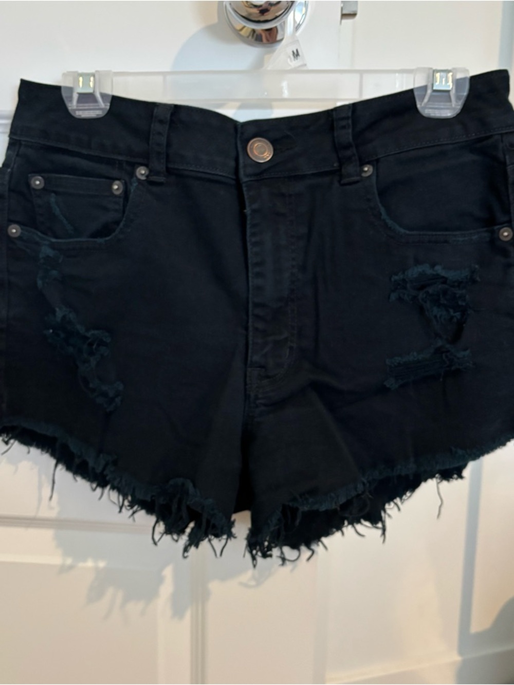 American Eagle Outfitters Black Distressed Denim Shorts
